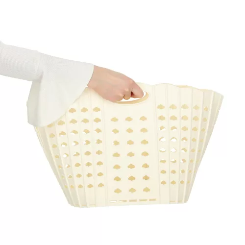 Laundry Basket Foldable Bathroom Organizer Cream