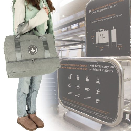 Travel bag hand luggage 39 x 18 x 30 cm gray