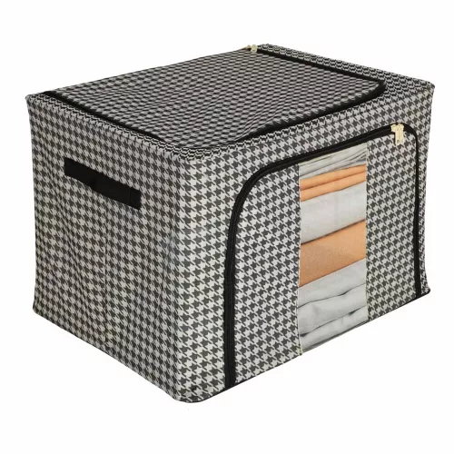 Wardrobe linen storage frame white black 100L