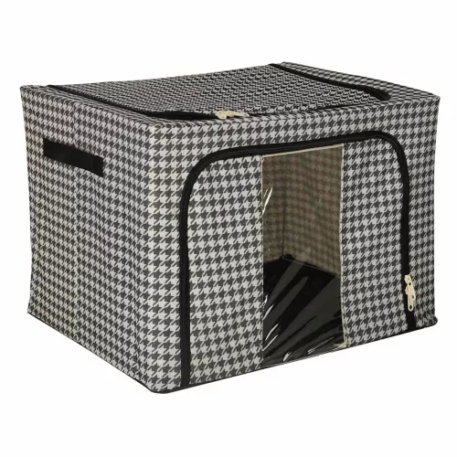 Wardrobe linen storage frame white black 100L