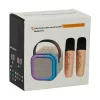 Karaoke set 2 microphones + portable speaker BLUETOOTH USB LED in beige