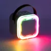 Karaoke set 2 microphones + portable speaker BLUETOOTH USB LED in beige
