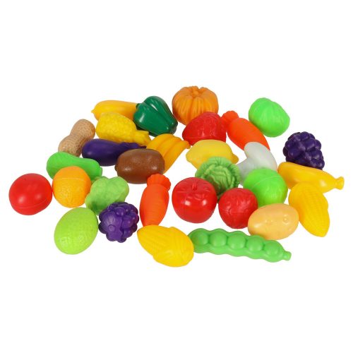 Deluxe Toy Kitchen Sink & Food Playset – Fruits, Vegetables, Chicken, Cart & Storage Box 54pcs