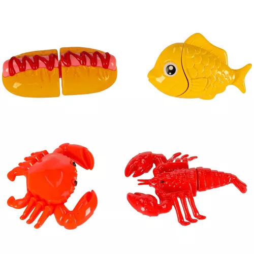 Deluxe Cutting Food Playset – Pizza, Burger, Fruits & Seafood with Storage Box 36 pcs