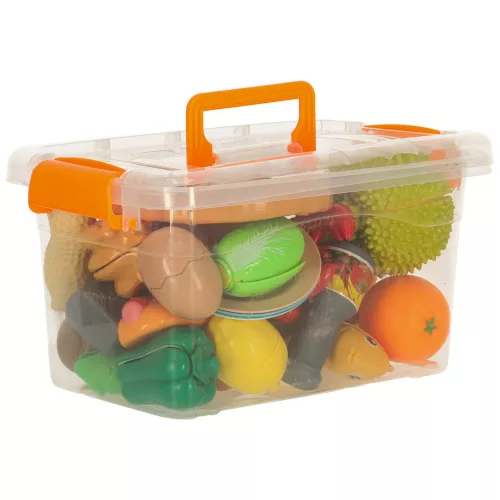 Deluxe Cutting Food Playset – Pizza, Burger, Fruits & Seafood with Storage Box 36 pcs