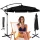 Large folding garden parasol with 290cm extension arm in black