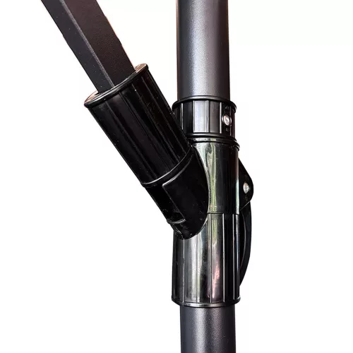 Large folding garden parasol with 290cm extension arm in black