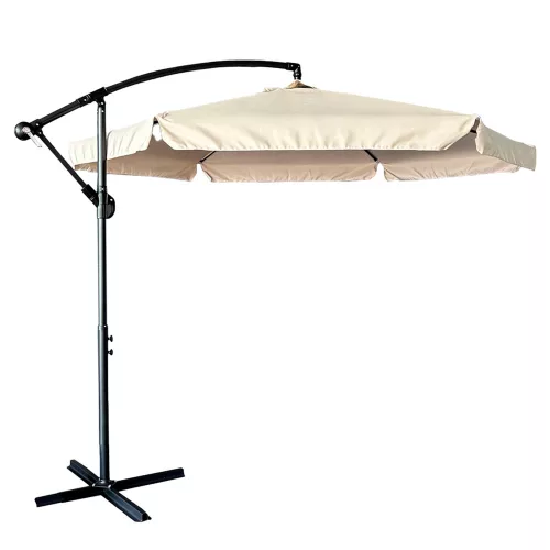 Garden parasol large folding parasol 290cm with beige arms