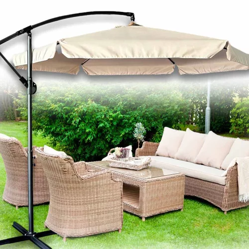 Garden parasol large folding parasol 290cm with beige arms