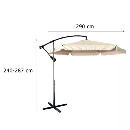Garden parasol large folding parasol 290cm with beige arms