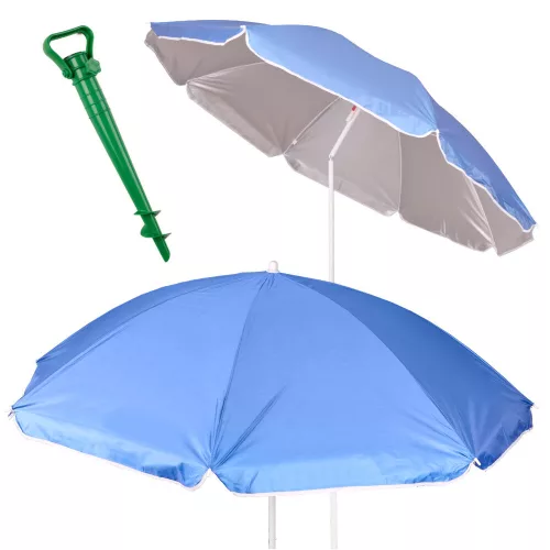 Beach umbrella adjustable collapsible UV foldable 150cm blue