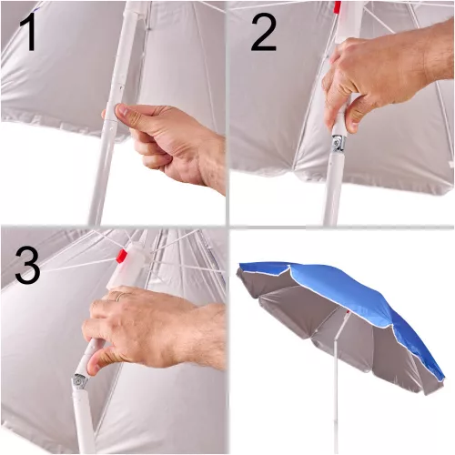 Beach umbrella adjustable collapsible UV foldable 150cm blue