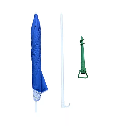 Beach umbrella adjustable collapsible UV foldable 150cm blue