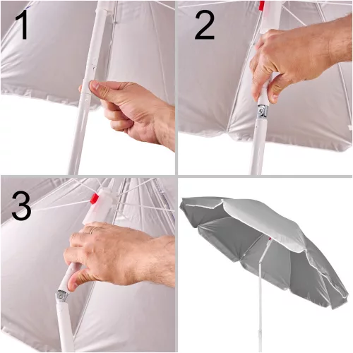 Beach umbrella adjustable collapsible UV foldable 150cm grey