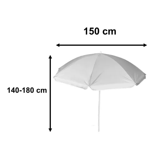 Beach umbrella adjustable collapsible UV foldable 150cm grey