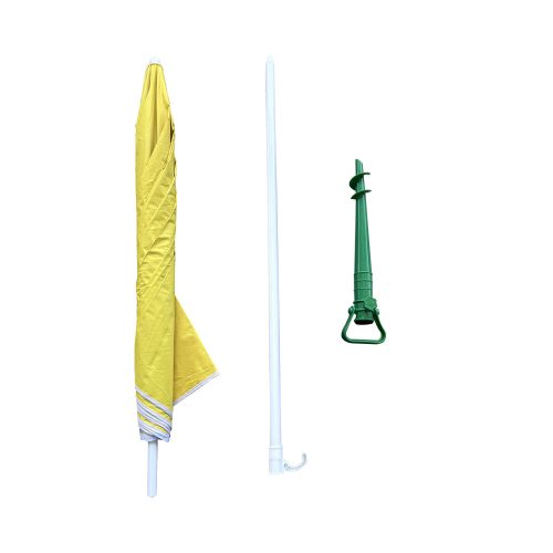 Beach umbrella adjustable collapsible UV foldable 150cm yellow