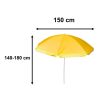Állítható, összecsukható, UV-szűrős napernyő, 150 cm, sárga