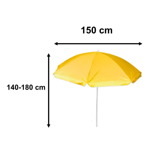 Beach umbrella adjustable collapsible UV foldable 150cm yellow