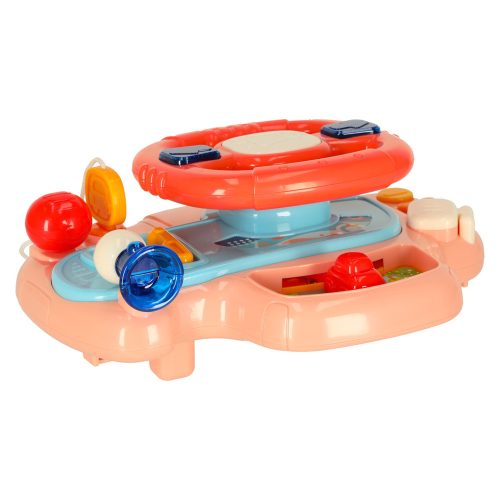 Children's interactive steering wheel toy simulator with musical sounds pink
