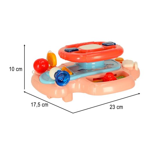 Children's interactive steering wheel toy simulator with musical sounds pink