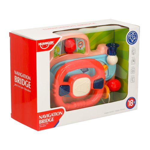 Children's interactive steering wheel toy simulator with musical sounds pink