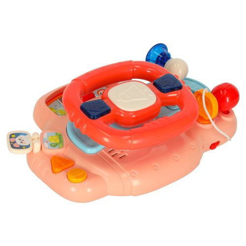 Children's interactive steering wheel toy simulator with musical sounds pink