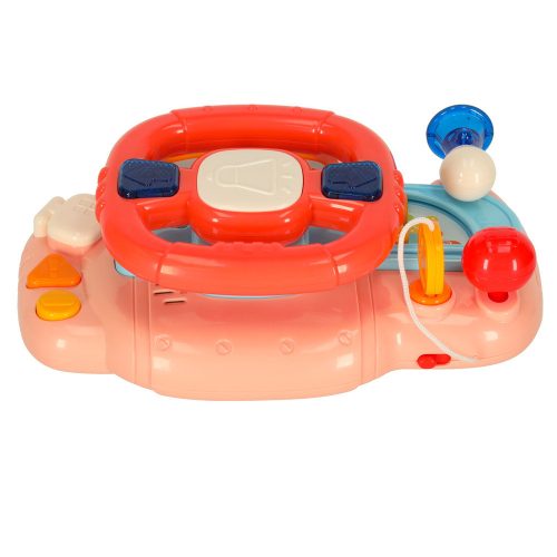 Children's interactive steering wheel toy simulator with musical sounds pink