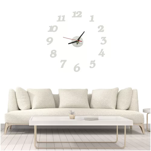 Wall clock silver arabic numerals