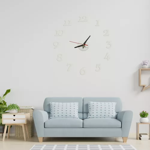Wall clock silver arabic numerals