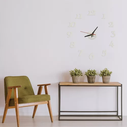 Wall clock silver arabic numerals