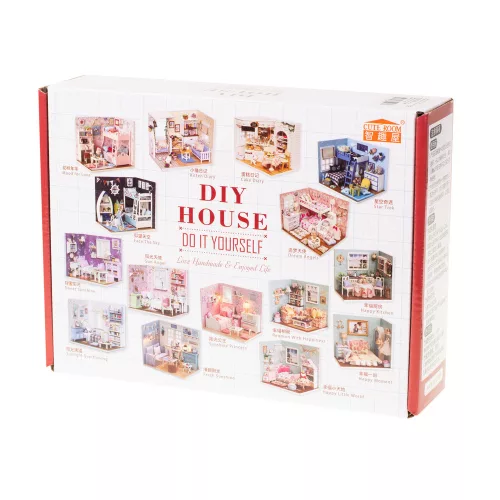 Dollhouse wooden living room model assembleable LED 8008-A