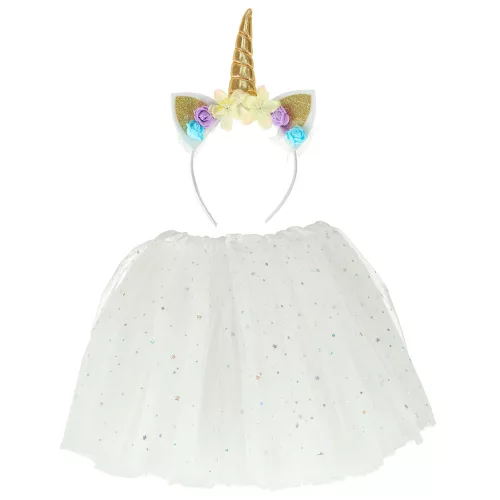 Unicorn carnival costume headband + skirt white for ages 3-6