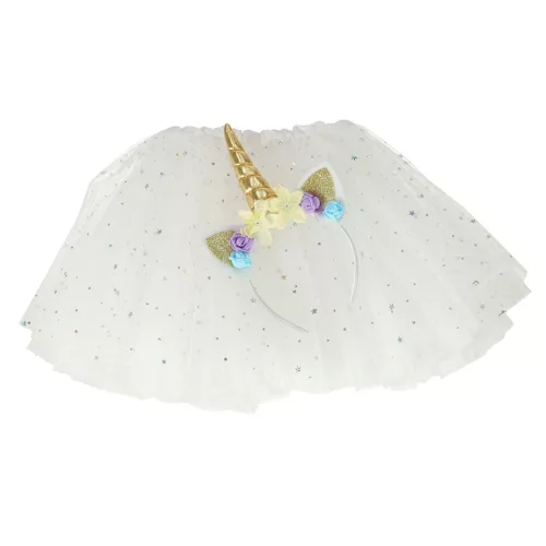 Unicorn carnival costume headband + skirt white for ages 3-6