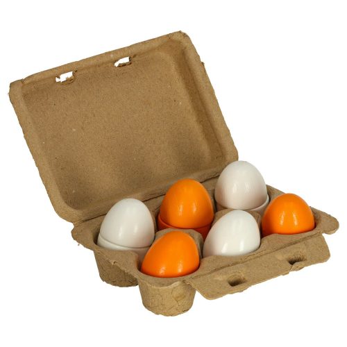 Toy egg with removable wooden yolk