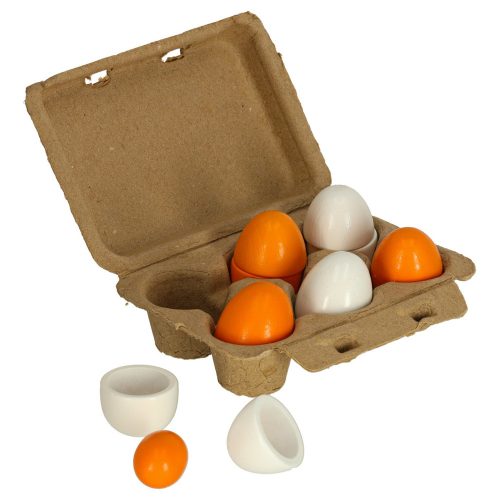 Toy egg with removable wooden yolk