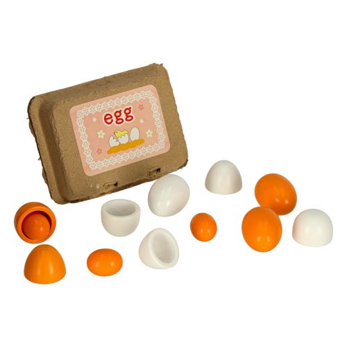 Toy egg with removable wooden yolk