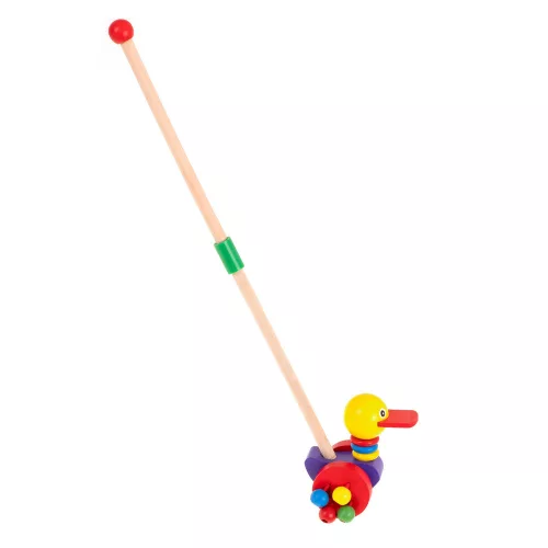 Wooden duck walking stick pusher