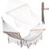 Garden hammock boho mesh fringed 200cm gray