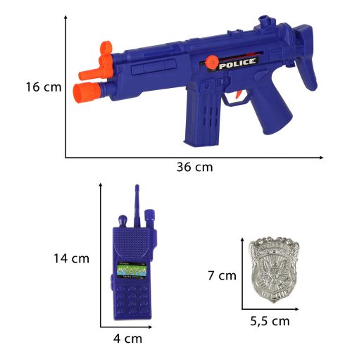Police set - pistol, rifle, mask, handcuffs and other accessories