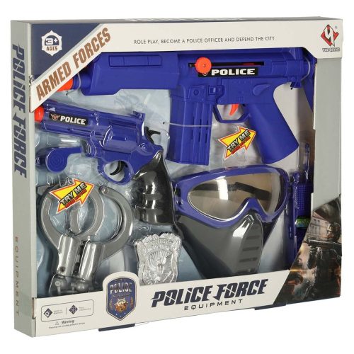 Police set - pistol, rifle, mask, handcuffs and other accessories