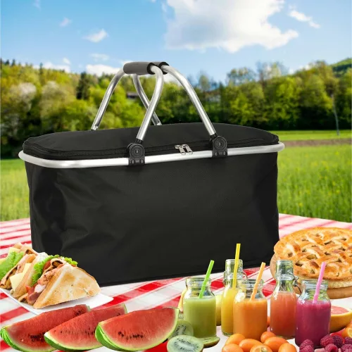 Thermal foldable picnic basket black