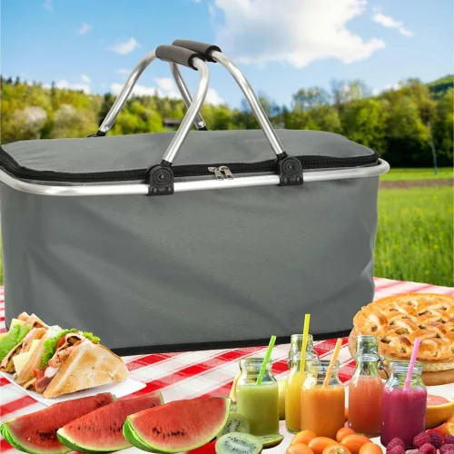 Thermal foldable picnic basket grey