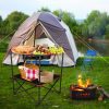 Travel table with folding lid black