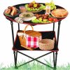 Travel table with folding lid black