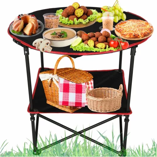 Travel table with folding lid black