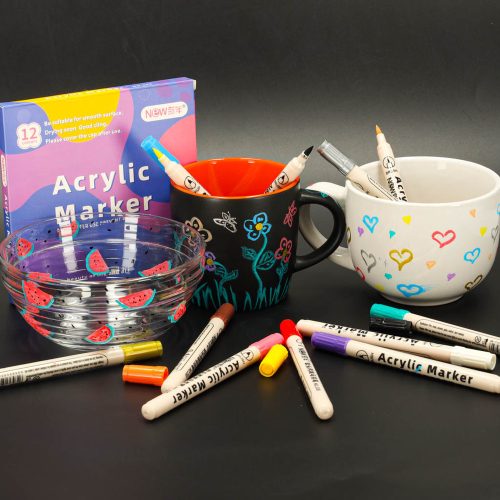 Akril textil markerek kő filctollak DIY vízálló filctollak 12 db.