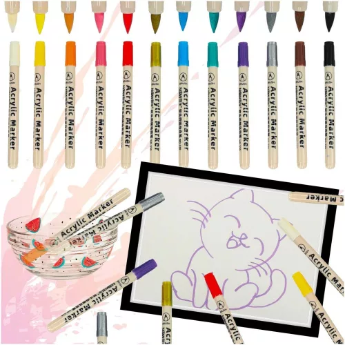 Acrylic fabric markers stone felt pens DIY waterproof felt pens 12 pcs.