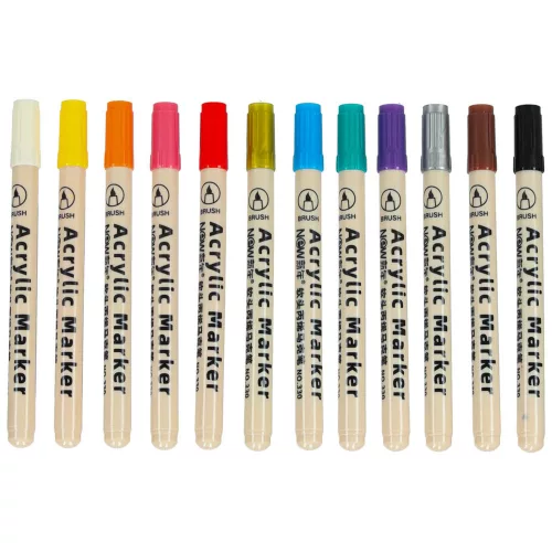 Acrylic fabric markers stone felt pens DIY waterproof felt pens 12 pcs.