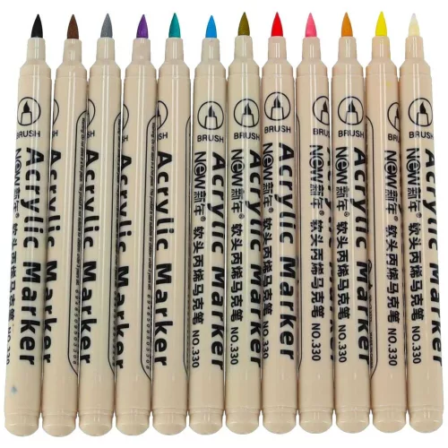 Acrylic fabric markers stone felt pens DIY waterproof felt pens 12 pcs.