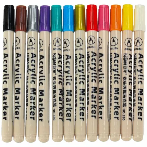 Acrylic fabric markers stone felt pens DIY waterproof felt pens 12 pcs.